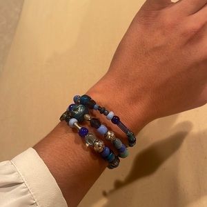 Handmade beaded blue wrap bracelet